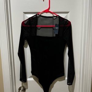 Long sleeve mesh corset bodysuit